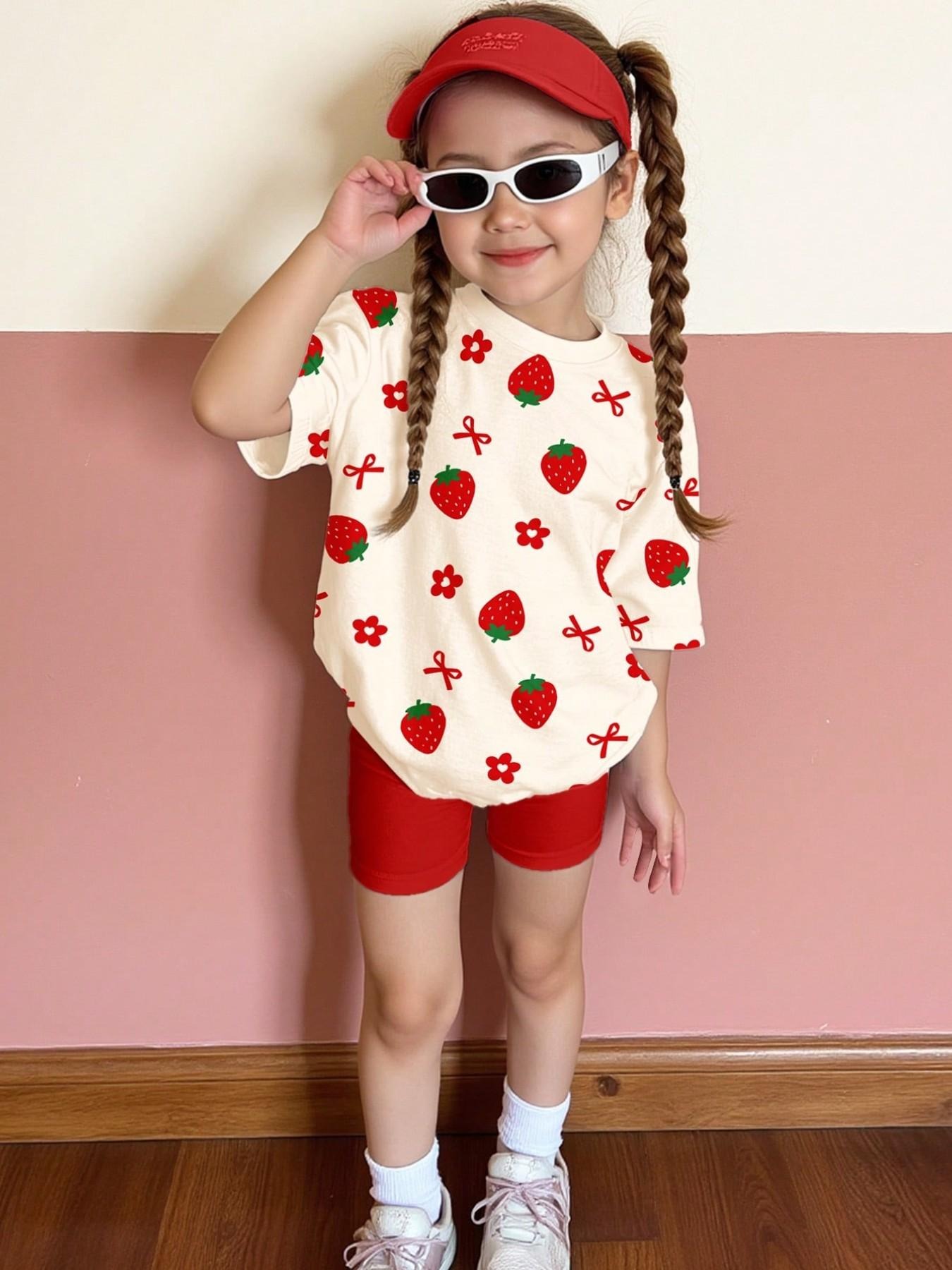 Spy Family Outfit - Kids Girls 2-Piece Summer Outfit, Strawberry