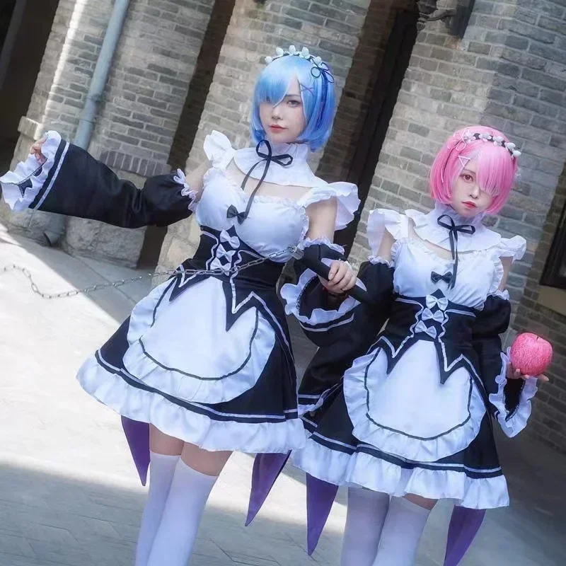 Anime Ram/Rem Lolita Maid Cosp - مراجعة Anime Cosplay Rem وسعره