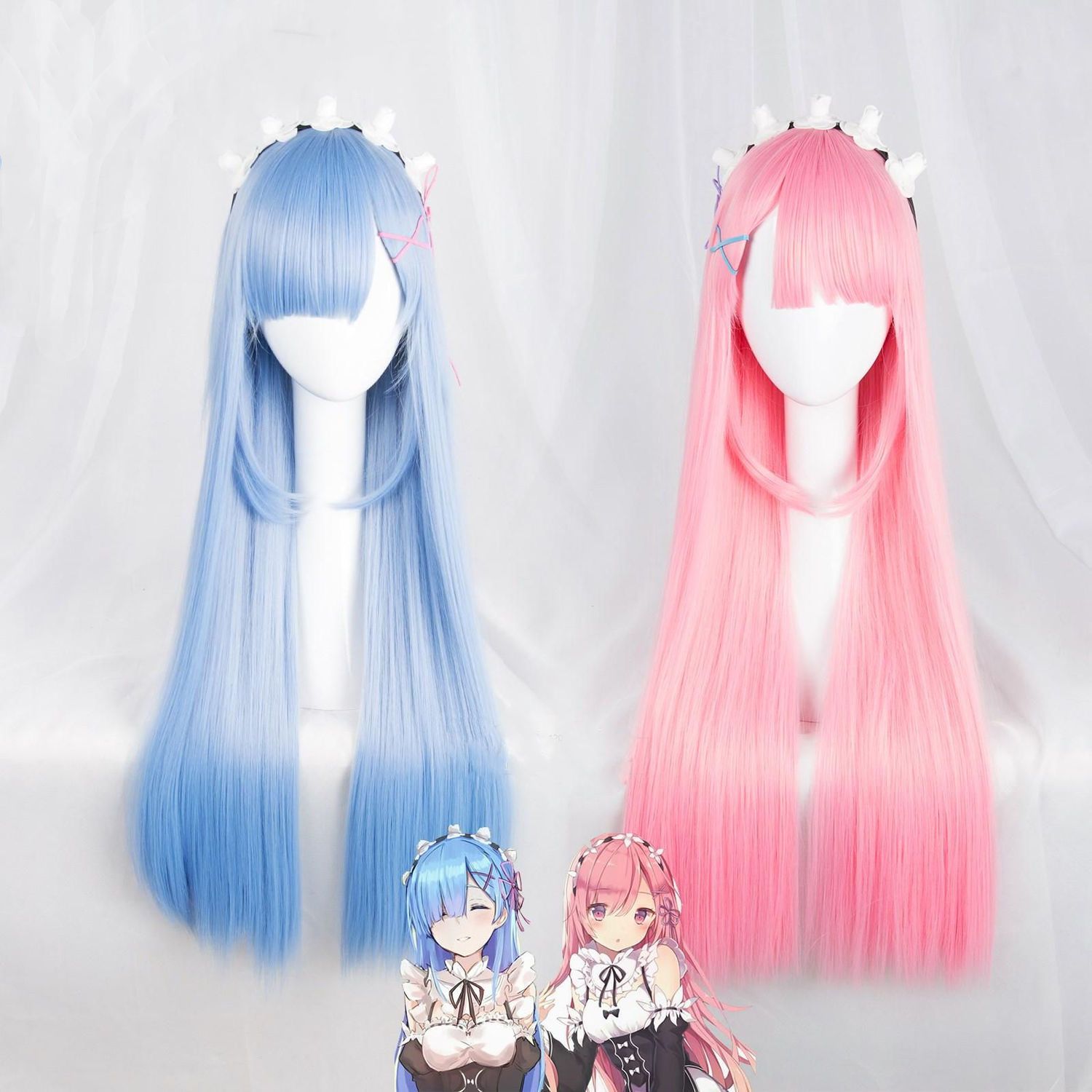 Re Zero Ram & Rem Cosplay Wig  - مراجعة Anime Cosplay Rem وسعره