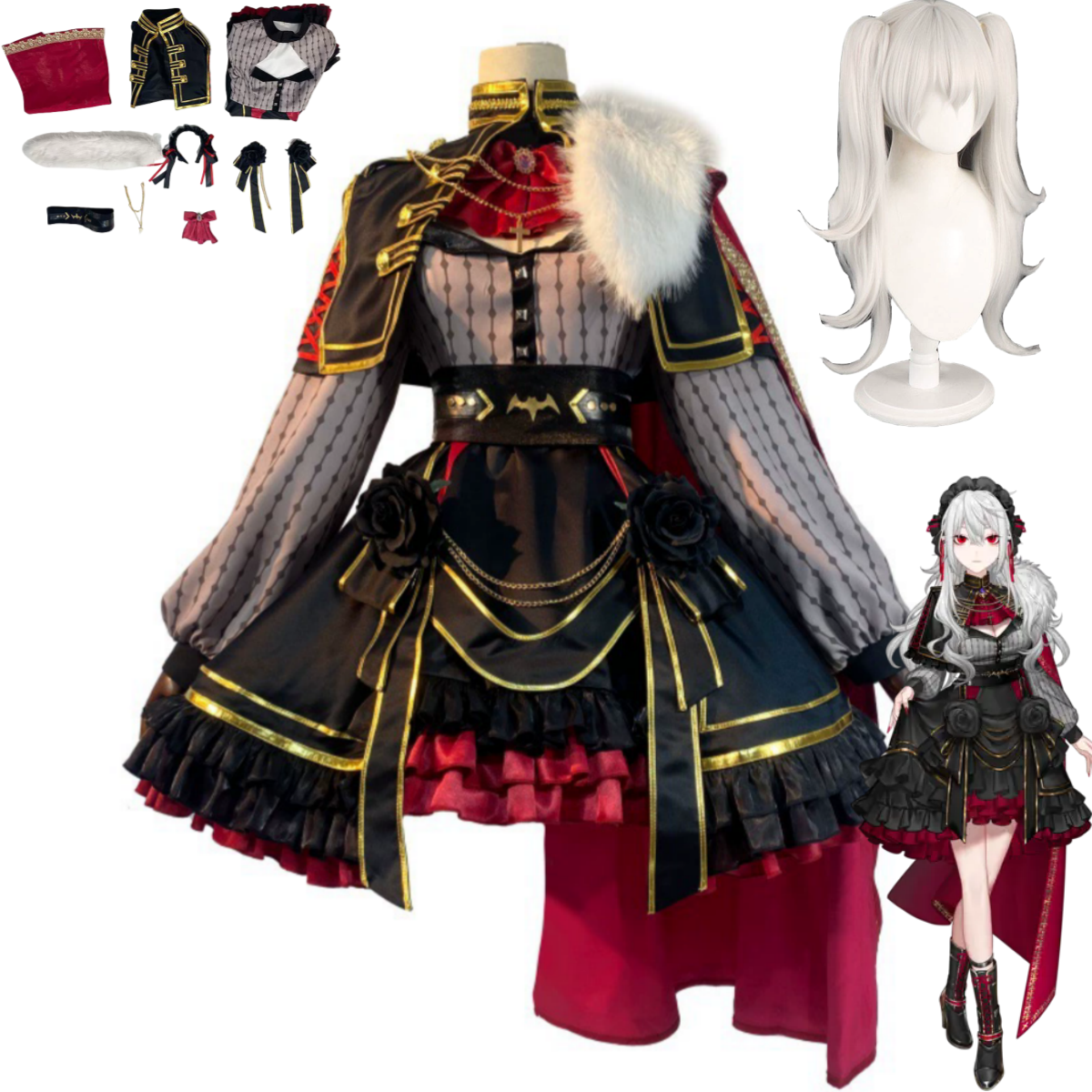 Vtuber Nijisanji Female Gothic - مراجعة Anime Cosplay With Mask وسعره